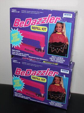 3/$55❤️2x vintage BEDAZZLER Refill Kit Over 200 Studs Pattern Sheet Irwin #68201